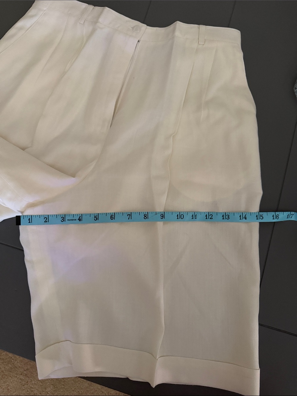 Talbots Linen Neutral cream ivory High Waist Tailored Bermuda Shorts 14 ๐โโฌ - Picture 12 of 14